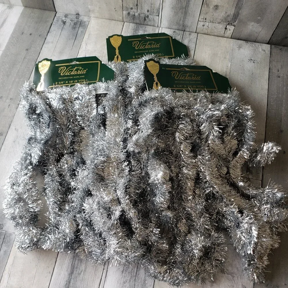 Unused Victoria Decorator Sliver Metallic Garland (lot of 3)
